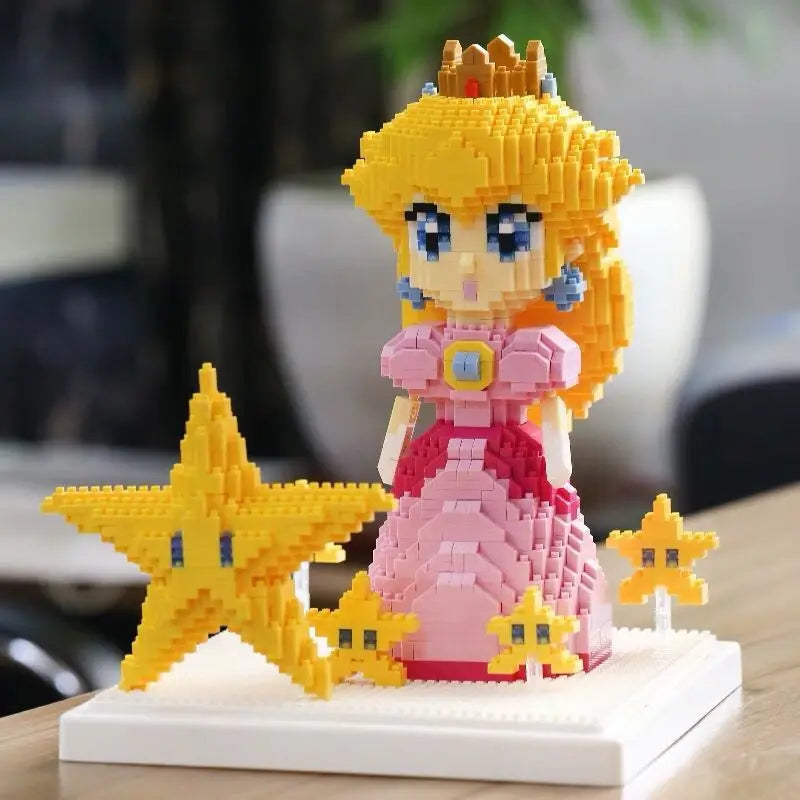 Herocross disney Peach Princess 2508pcs Super Micro Blocks Star Pink Girl Mini DIY Building Blocks Brick Toys For Children Gifts