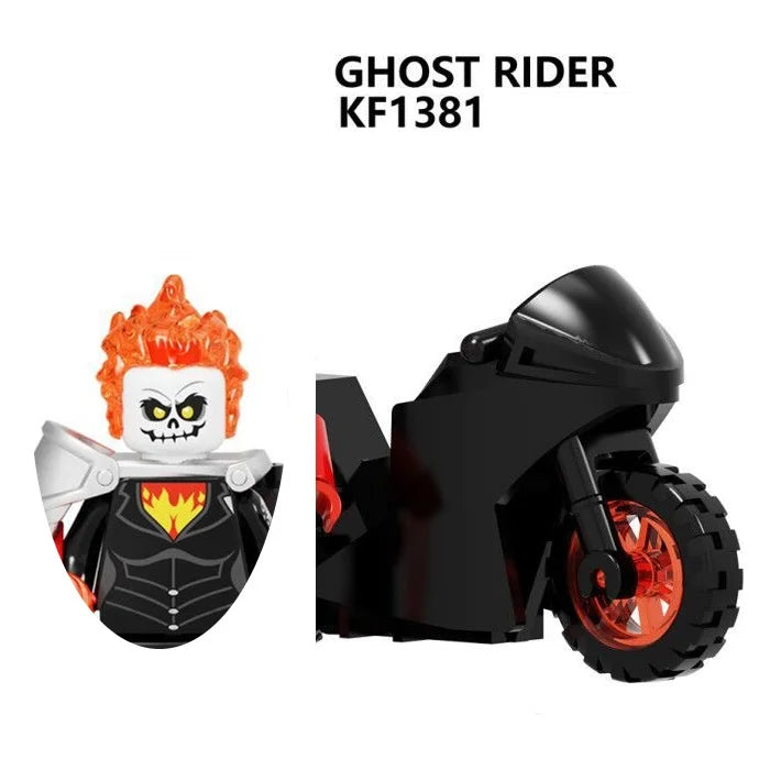 New Moc Ghost Rider With Motorcycle Building Blocks Mini Action Figure Toys
