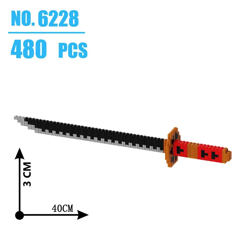 480Pcs Samurai Sword Building Blocks Ninja Blade Katana Japanese Anime Butterfly Nichirin Knife Bricks Toys For Children Adult
