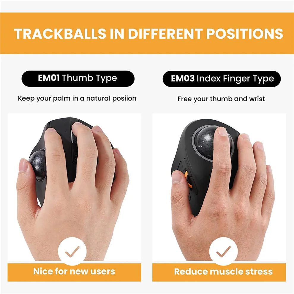 JOMAA RGB Backlit Wireless Trackball Mouse Wireless 2.4G Rechargeable Ergonomic Rollerball Gaming Mouse for Laptop Mac iPad Game