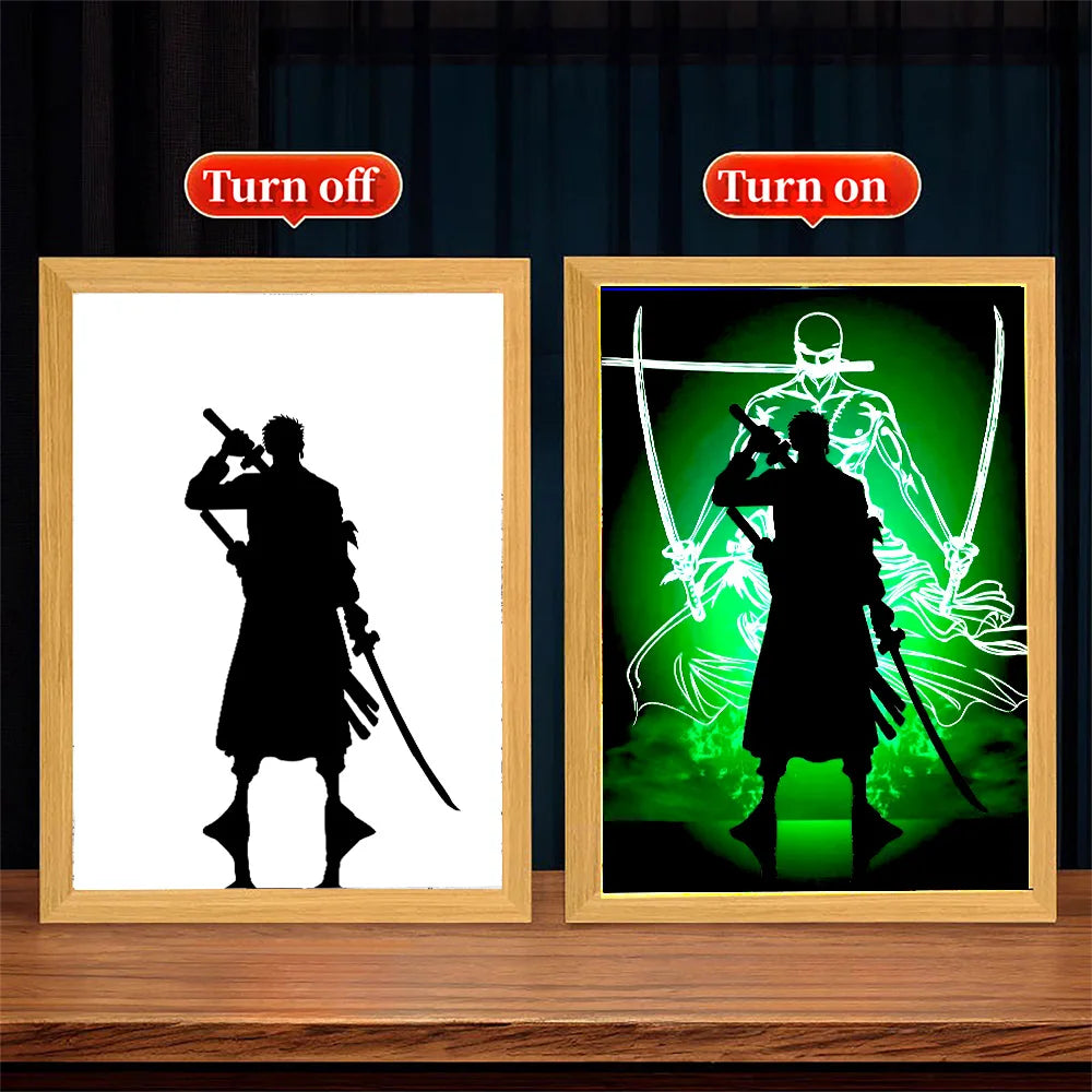 One Piece LED Light Painting – Zoro & Luffy Moon Lamp for Anime Fans