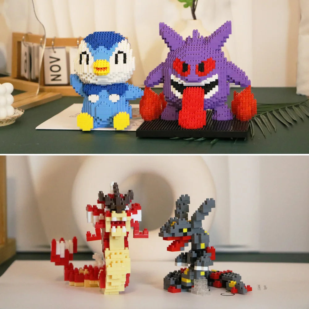 Pokemon Gengar Micro Building Blocks Piplup Mega Rayquaza Mega Charizard Assembled Mini Bricks Toys For Kid Christmas Gift