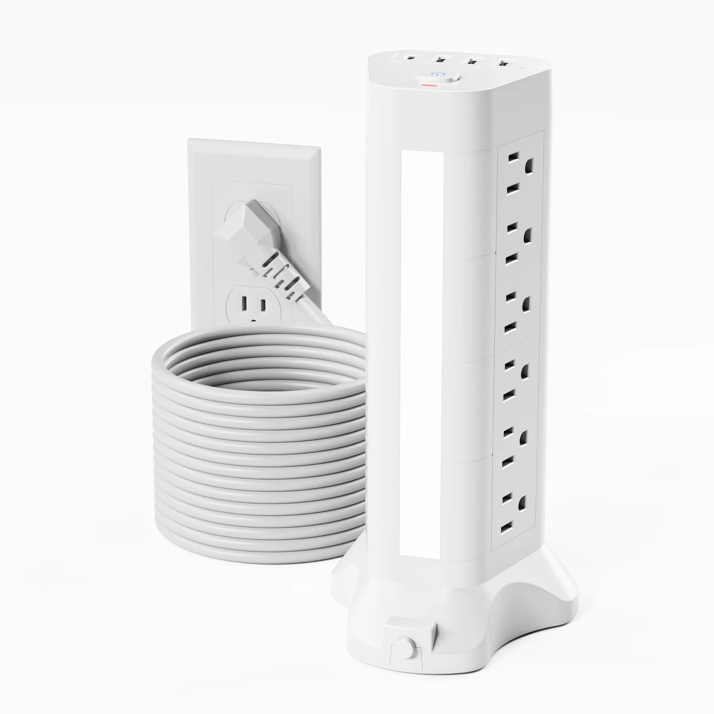 22-in-1 Power Tower with USB-C & Tri-Color Lamp | Surge Protected