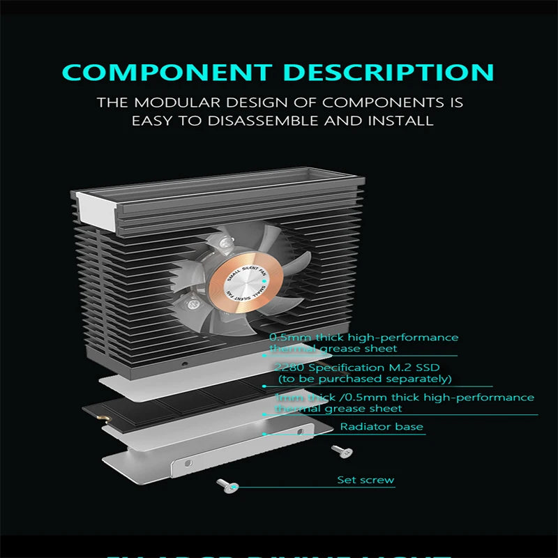 ICE Whale S50 M.2 SSD Heat Sink Dual Fan Thousand Layer Mirror ARGB Aura Sync M.2 2280 NVME Solid State Cooler All Aluminum