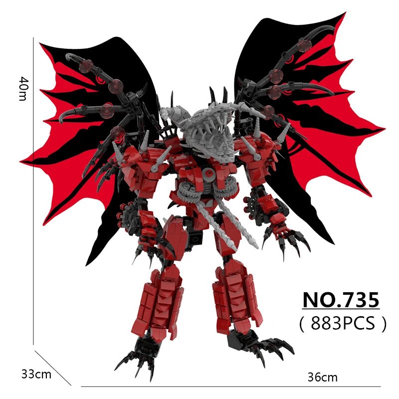 883pcs/set New Skibidi Toilet Updated Red Titan Drill Dragon Building Blocks DIY Assembled Bricks Toys For Boys Christmas Gifts