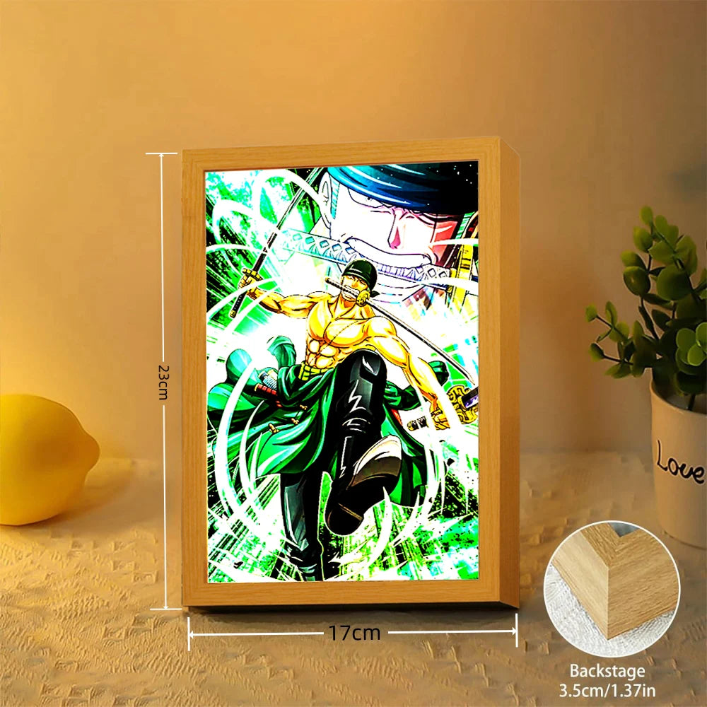 One Piece LED Light Painting – Zoro & Luffy Moon Lamp for Anime Fans