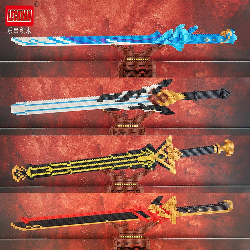 Lechuan Connections Building Blocks Samurai Simulation Sword Micro brick Ninja Knife Weapon Assembly Model Toy Gift for Children