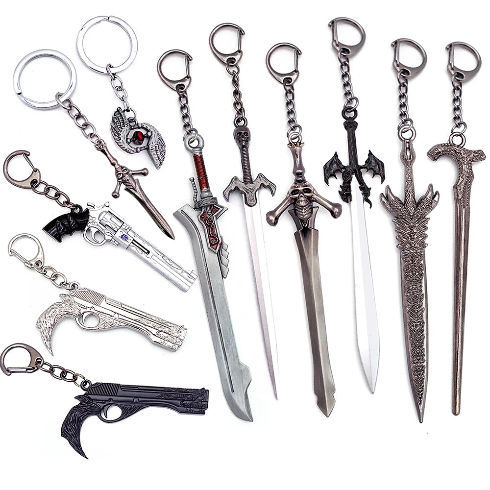 DMC Devil Dante Sword Rebellion Awakening Keychain Game Peripherals May Nero Red Queen Revolver Ebony & White Ivory Cry Keychain