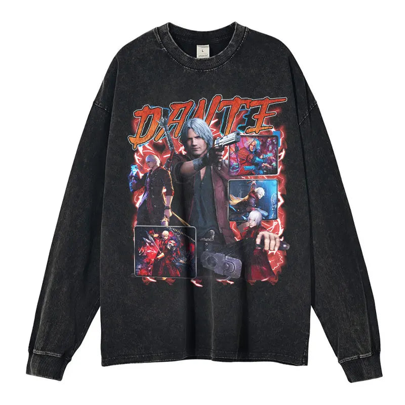 Devil May Cry Long Sleeve Shirt | Oversized Dante & Vergil Tee – Harajuku Style