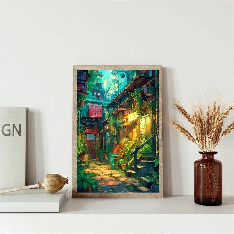 Dive into the Dazzling Neon Underworld of a Japanese Anime City with this Stunning Canvas Print! - Rexpect Nerd