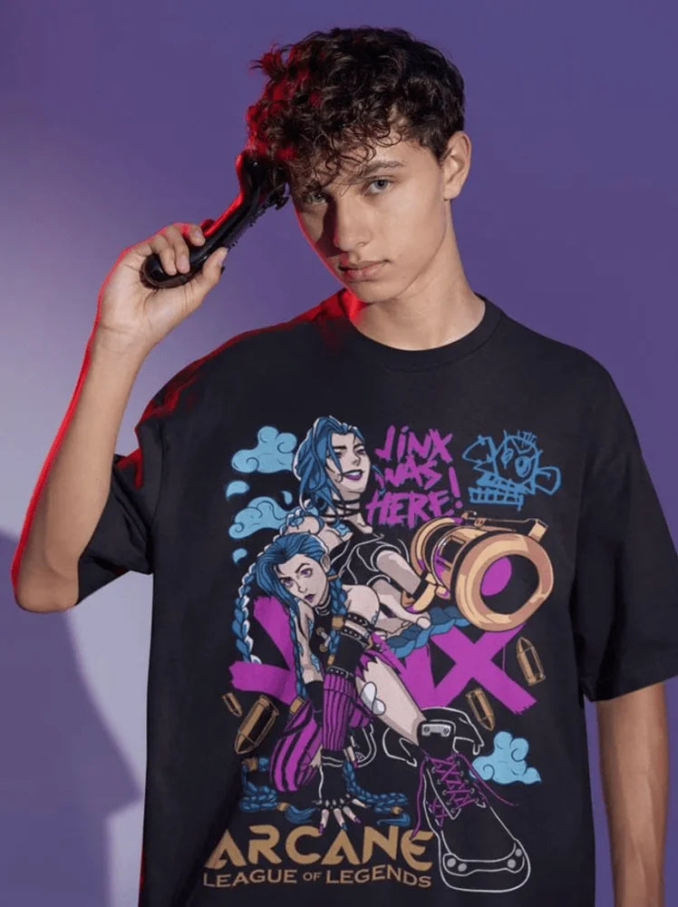 Jinx Arcane Graphic T-Shirt - Japanese Anime Cartoon Tee in All Sizes
