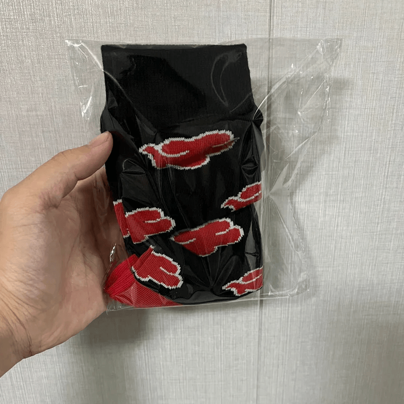 Akatsuki Red Cloud Socks - High-Quality Anime Cotton Socks for Cosplay, Halloween & Everyday Wear