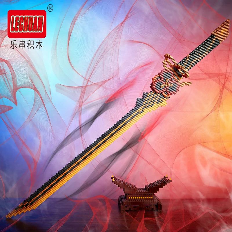 Lechuan Connections Building Blocks Samurai Simulation Sword Micro brick Ninja Knife Weapon Assembly Model Toy Gift for Children