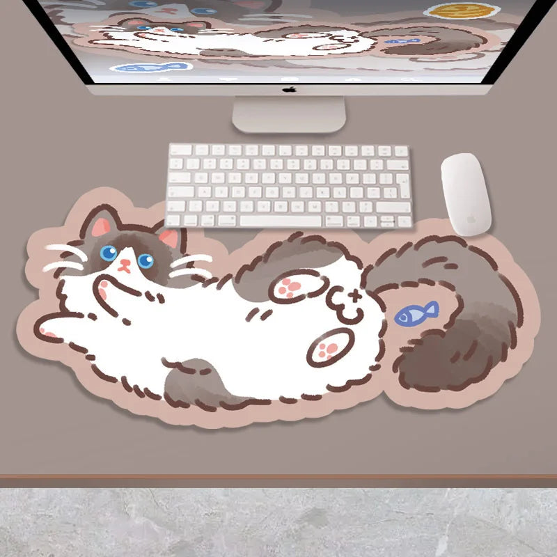 XXL Large Cute Furry Mouse Pad Kawaii Kitty Cats Mouse Mat 70x30cm Gamer Desk Carpet Anime Mousepad Gaming Accessories Play Mats