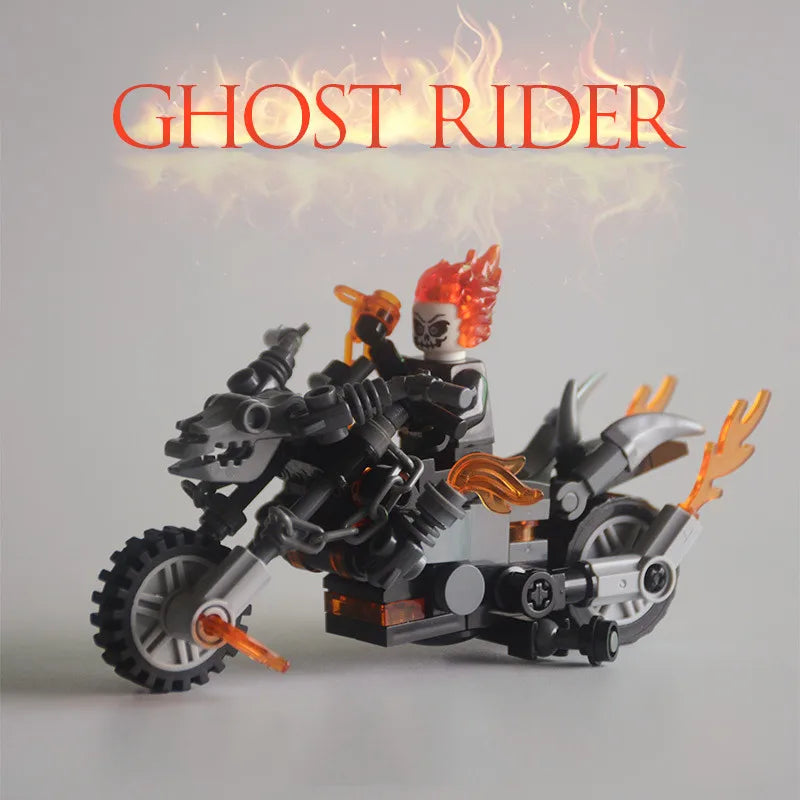 New Moc Ghost Rider With Motorcycle Building Blocks Mini Action Figure Toys