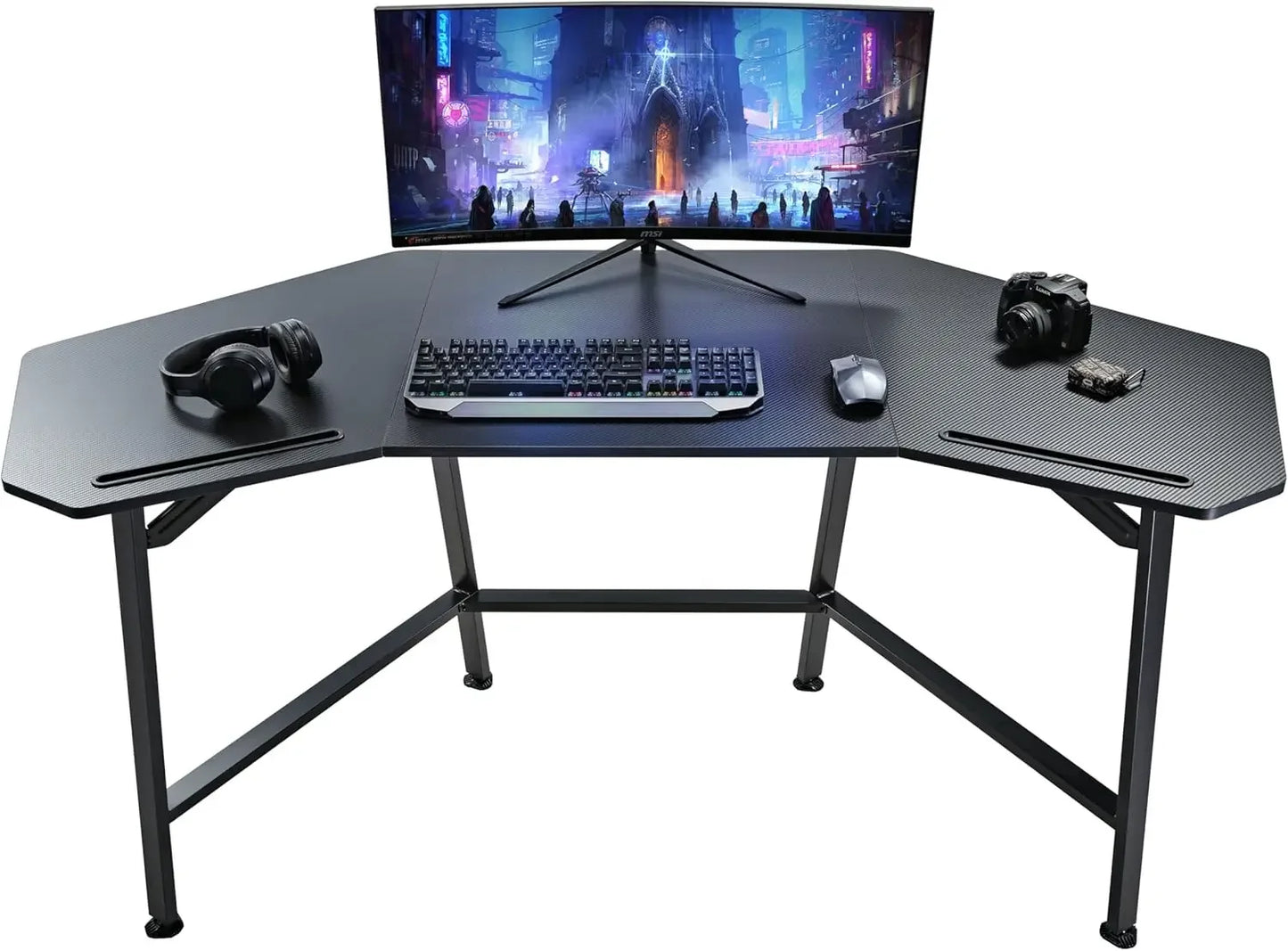 Aero 72" LED Wing‑Shaped Gaming Desk – RGB Studio Setup