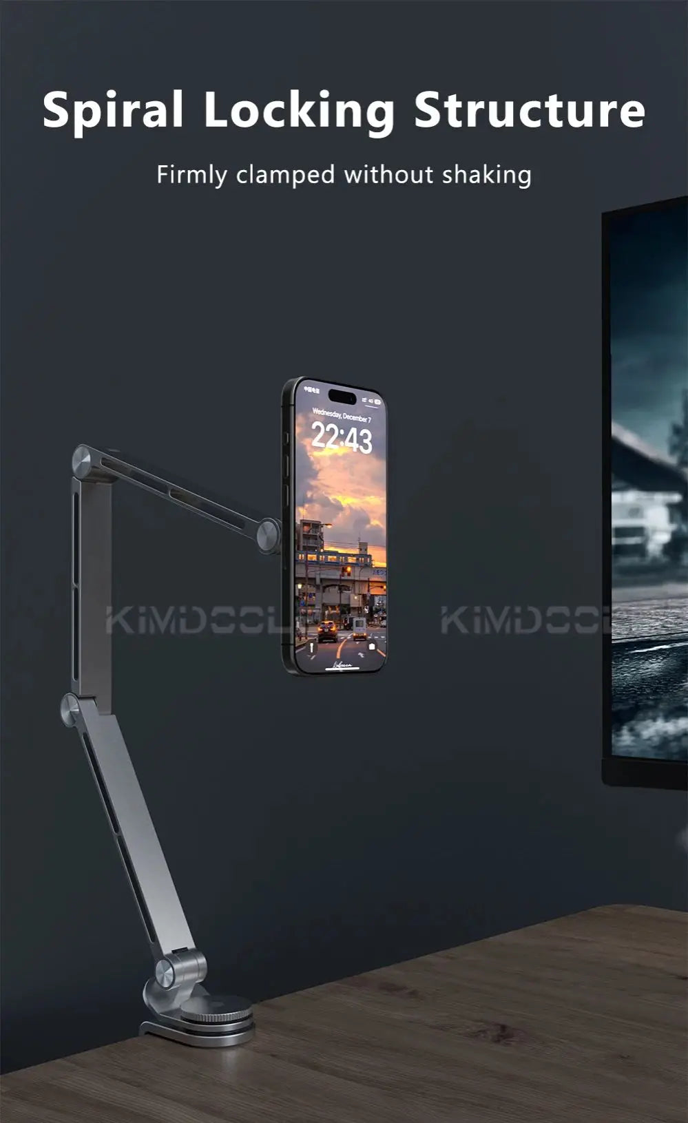 Kimdoole iPad Galaxy Xiaomi Tablet Kindle Tablet Desktop Adjustable Rotating Display Stand Magnetic Bed Phone Stand Clip Mount