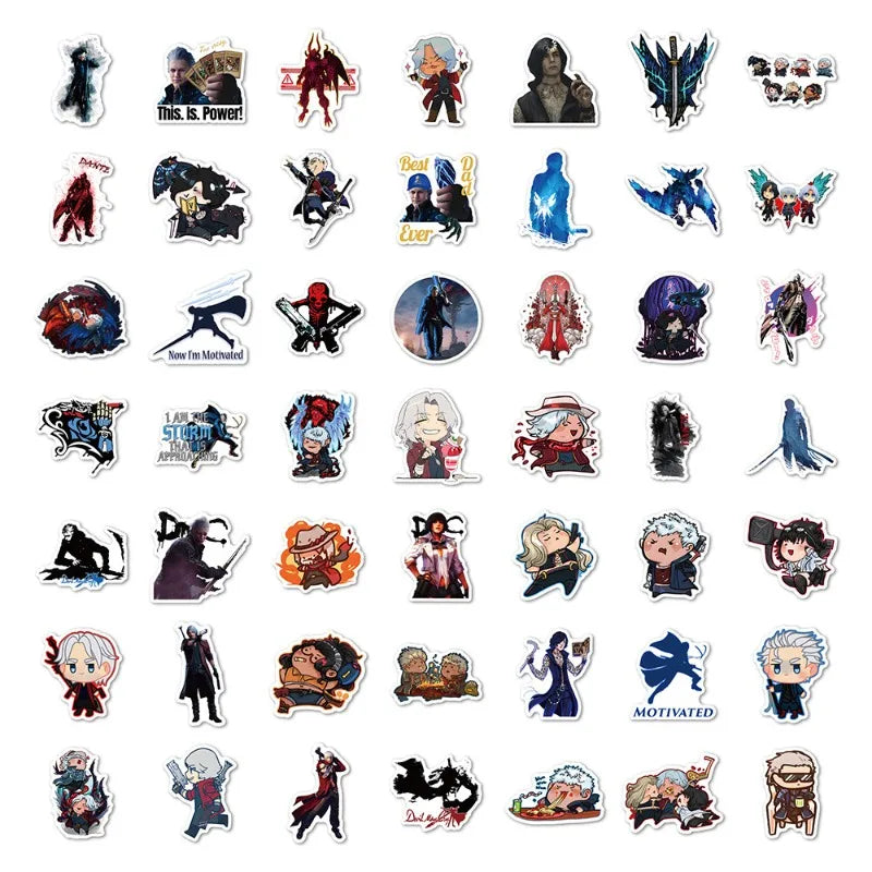 50pcs Devil May Cry Game Stickers Suitcase Water Cup Stationery Mobile Phone Car Scooter Laptop Refrigerator Decoration Stickers