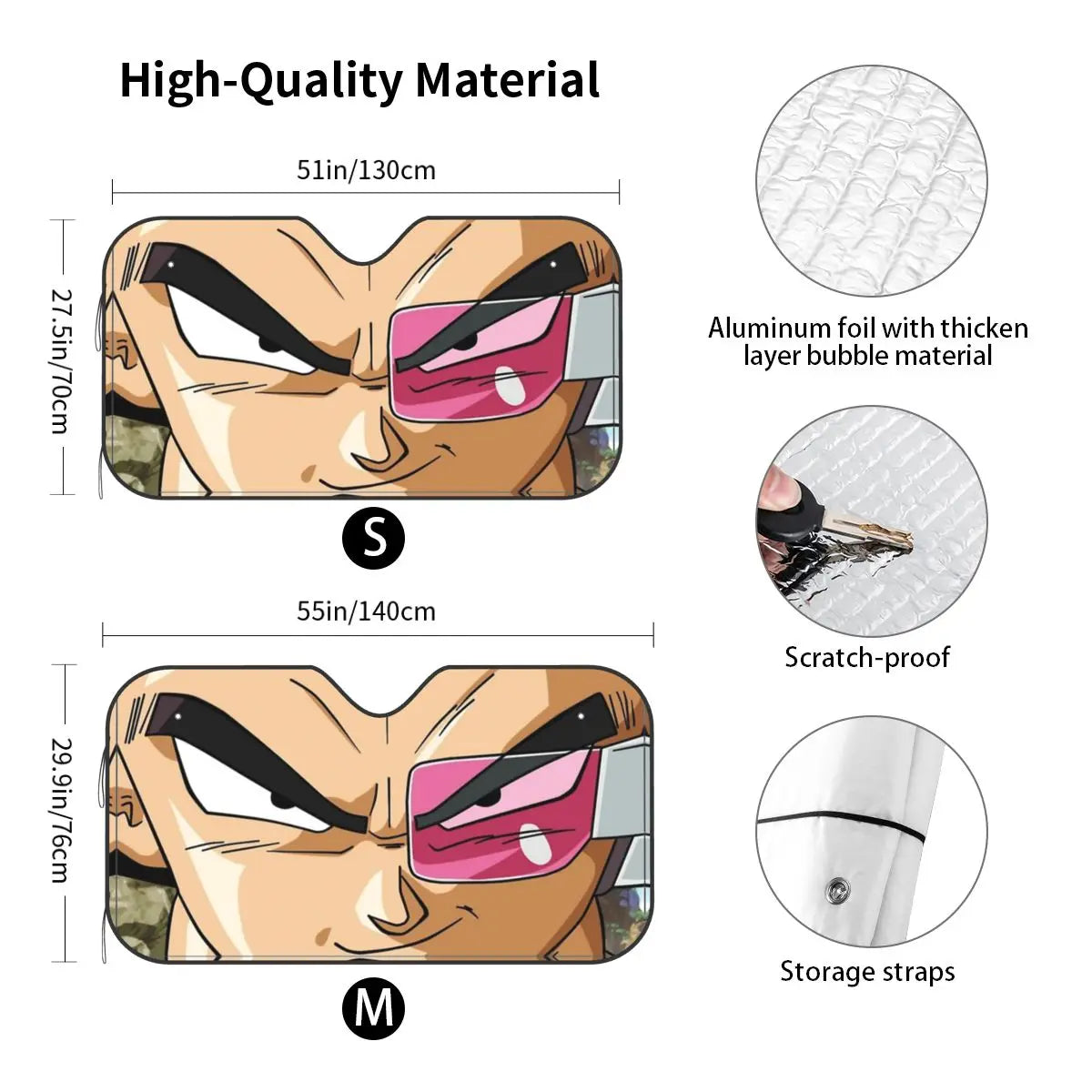 Dragon Ball Vegeta Eyes Fashion Windshield Sunshade 76x140cm Foils Sun Visor UV Protector