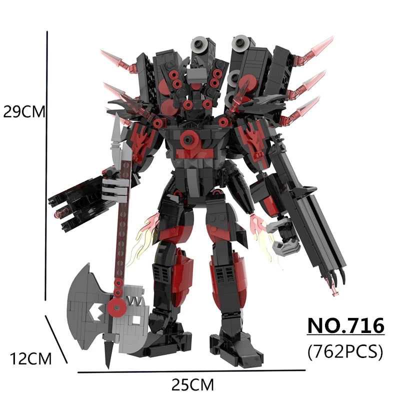 New Skibidi Toilet Building Blocks Set Gold Clock Man With Sword Guitor Speaker Man Titan Computer Man Toys For Boys Xmas Gifts