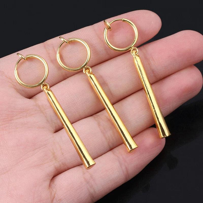 Unleash Your Inner Pirate Hunter! Zoro Cosplay Earrings - 3-Piece Set, Long Column Pendants, Perfect for Anime Fans