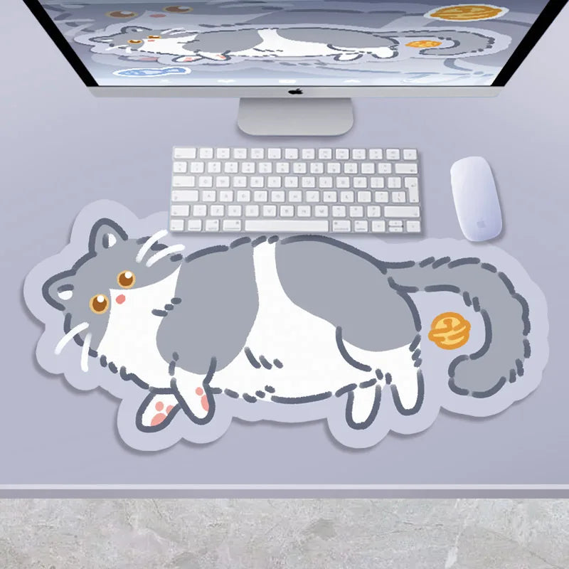 XXL Large Cute Furry Mouse Pad Kawaii Kitty Cats Mouse Mat 70x30cm Gamer Desk Carpet Anime Mousepad Gaming Accessories Play Mats