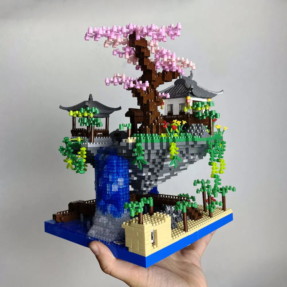 Taohuatan Lake Themed Micro Brick Building Blocks Set, Adult Creative Toys, Unique Chinese Landscape Model Bricks with LED Light