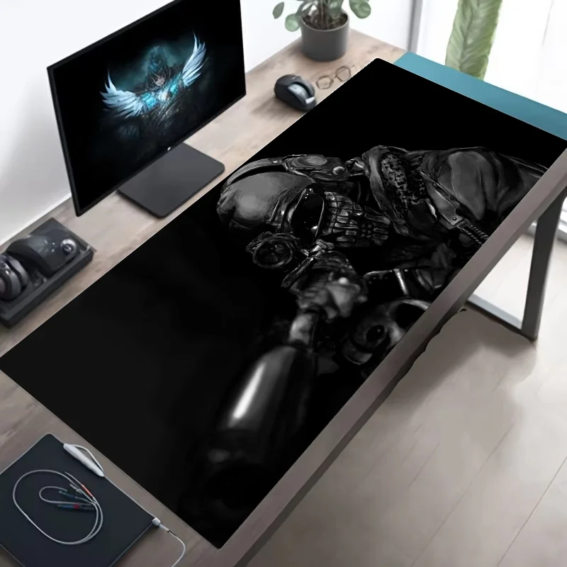 Large Mouse Pad Tactical Soldier Design Non-Slip XXL desk pad gaming accessories Stitched Edges for Home and game for fps gamer