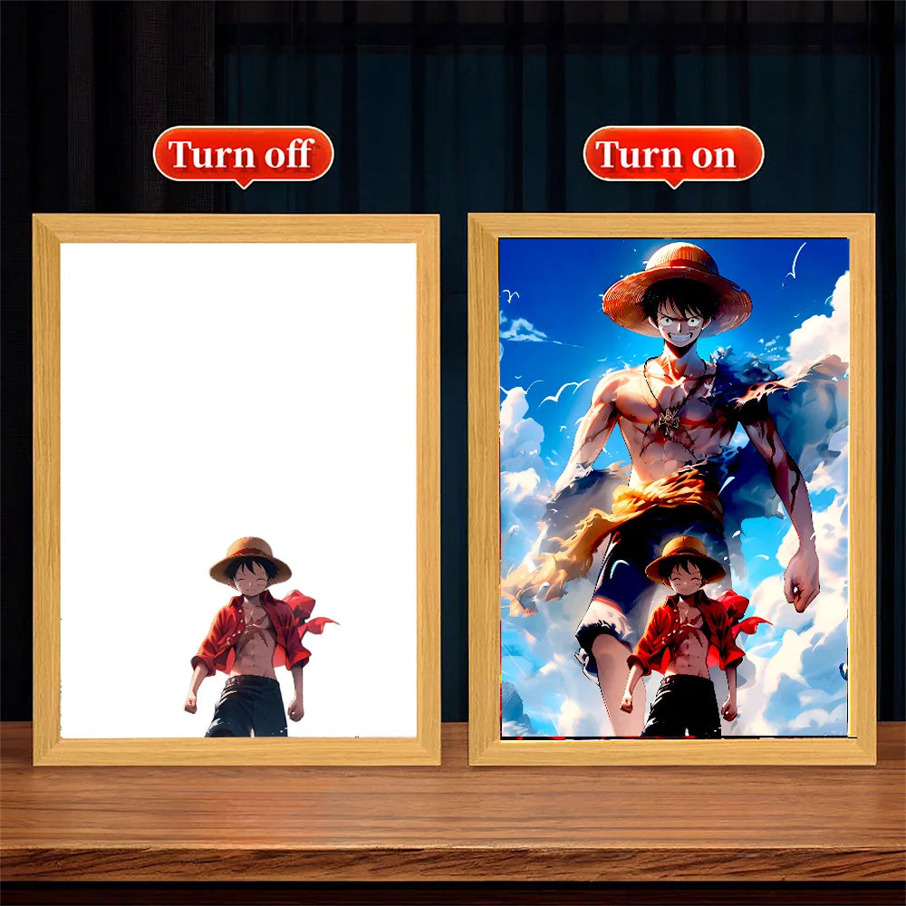 One Piece LED Light Painting – Zoro & Luffy Moon Lamp for Anime Fans