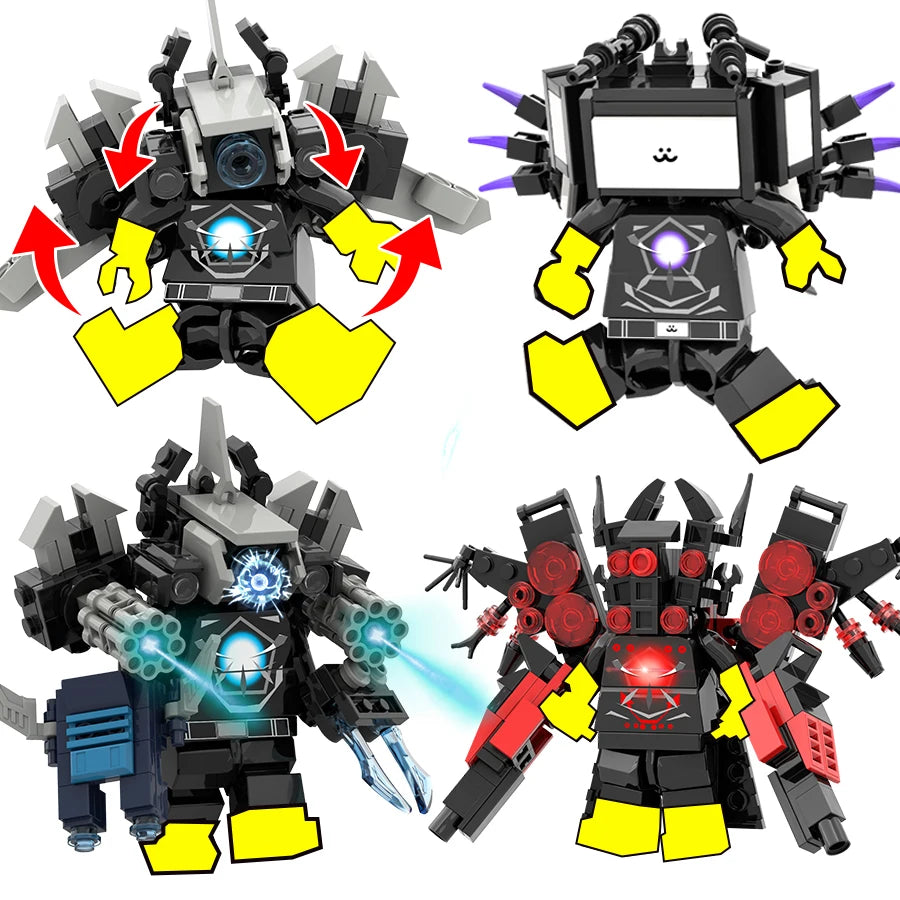 New Skibidi Toileted TVman Multi Joined Mini Action Figures Building Blocks TVman Speakerman Cameraman Model Toys for Kid Gift