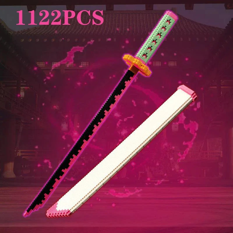 Samurai Sword Building Blocks Anime Ninja Weapon Model Assembly Bricks Boys Toy Idea Desktop Decoration Children Holiday Gifts