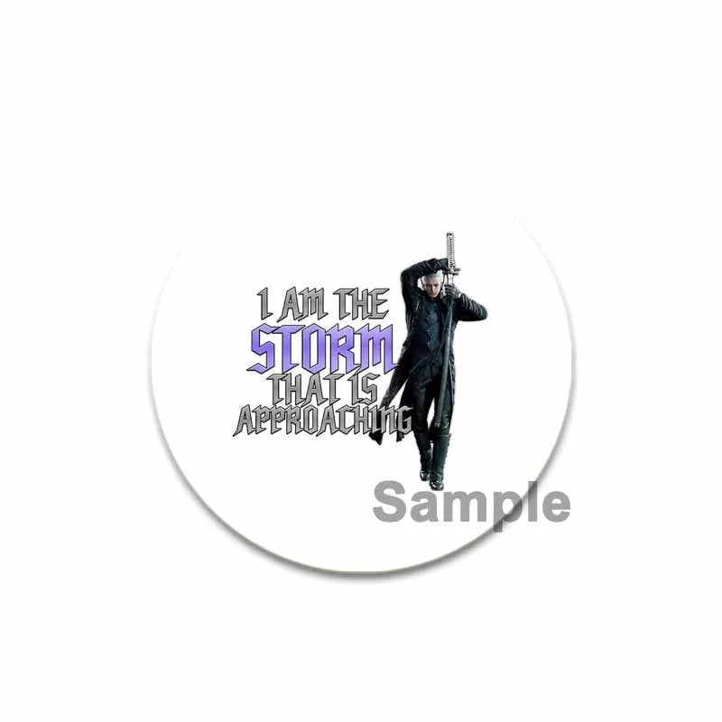 58mm Game Anime Devil May Cry Brooches Dante Cartoon Badge HD Print Handmade Pins for Backpack Accessories Clothes Decoration