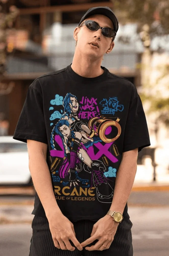 Jinx Arcane Graphic T-Shirt - Japanese Anime Cartoon Tee in All Sizes
