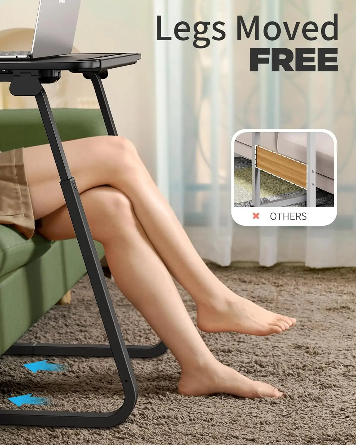 Heavy Duty Extra Large TV Tray Table Adjustable Height Tilt Snack Desk for Sofa Bedside Recliner