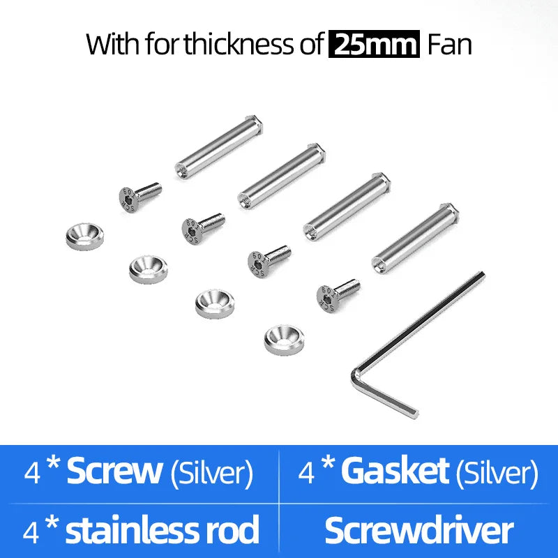 Computer PC Case Cooling Fan Mount Screws Multiple Colour Mutually Locked Screw Fixer Bolt Set For Thickness of 25/30mm Fan