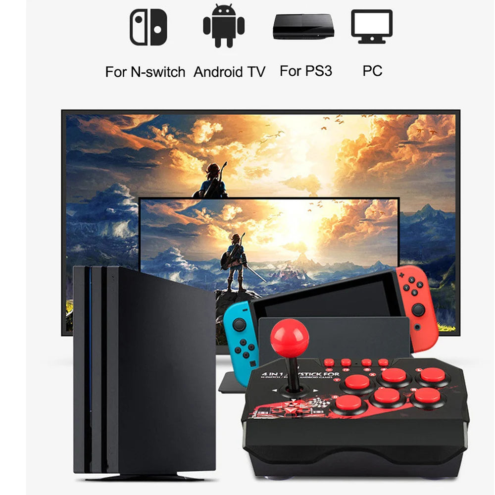GAMINJA 4-in 1Game Joystick With 3M USB Cable TURBO Games Console Rocker Arcade Station For Nintendo Switch Android TV PS3 PC