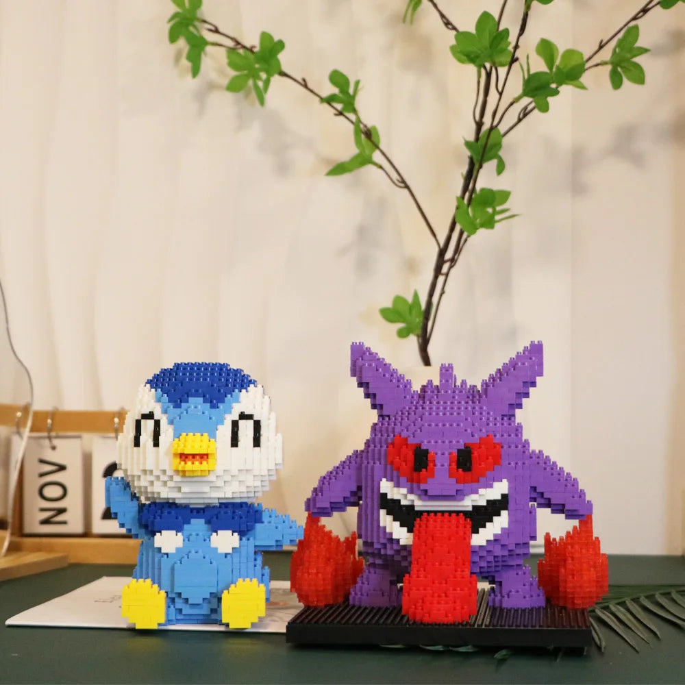 Pokemon Gengar Micro Building Blocks Piplup Mega Rayquaza Mega Charizard Assembled Mini Bricks Toys For Kid Christmas Gift