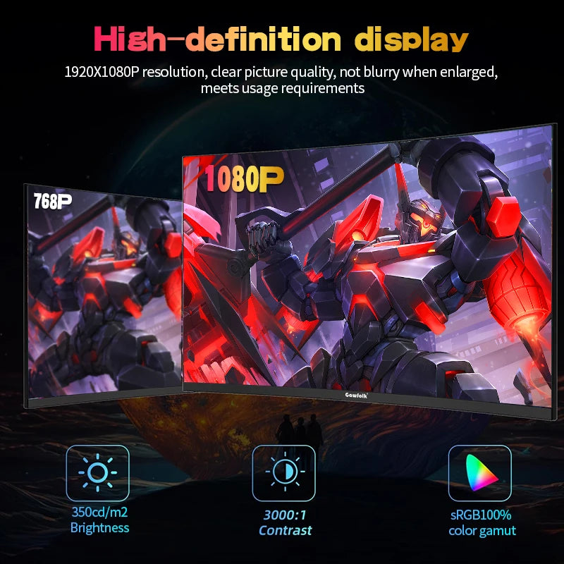 27 inch Curved Gaming Monitor,144Hz/180Hz PC Monitor Full HD 1080P, Frameless 1800R Computer Display with FreeSync DP, HDMI Port