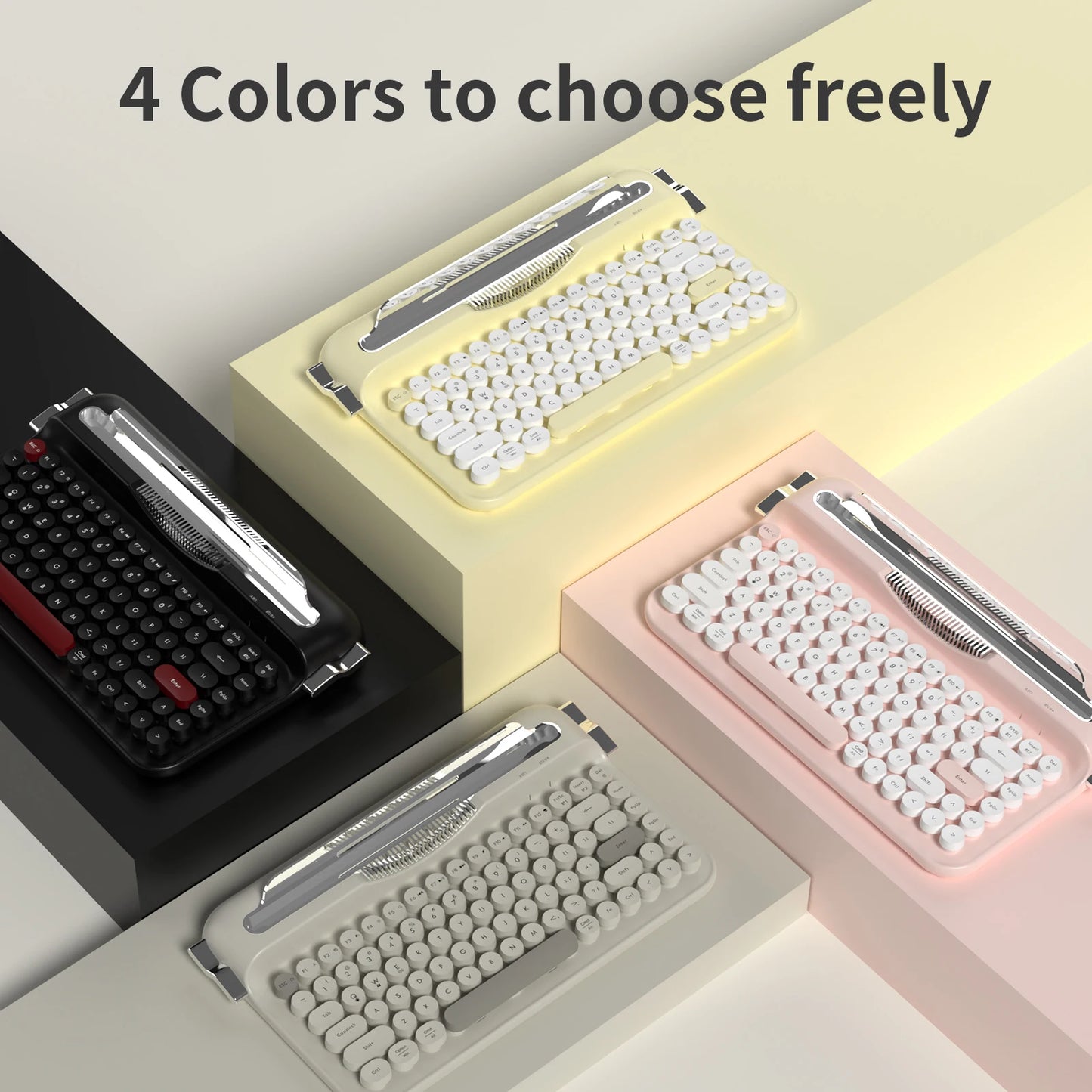 AJAZZ AF84 Multl-Device Keyboard Dual Mode 2.4G/Bluetooth5.0 With Card Slot Bracket Position Typewriter Office Membrane Keyboard