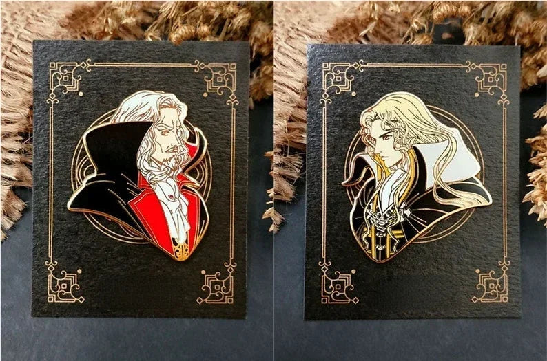 Castlevania Symphony of the Night Hard Enamel Pin – Dracula & Alucard Collectible