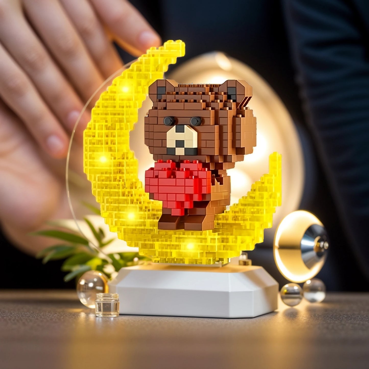 Cute Bear Light-Up Building Blocks - The Perfect Educational Birthday Gift for Friends!(NO base)