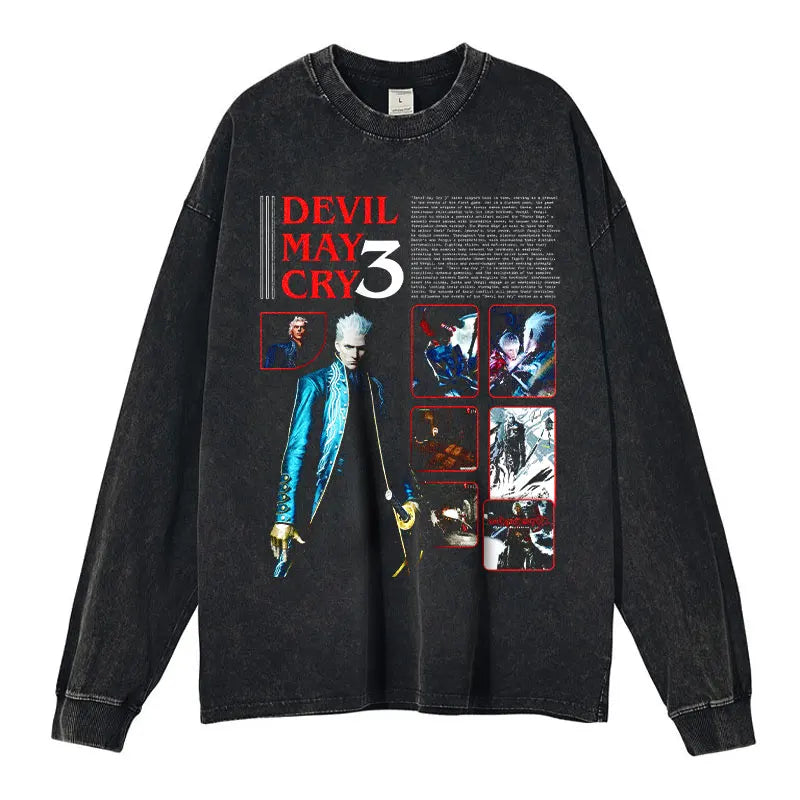 Devil May Cry Long Sleeve Shirt | Oversized Dante & Vergil Tee – Harajuku Style