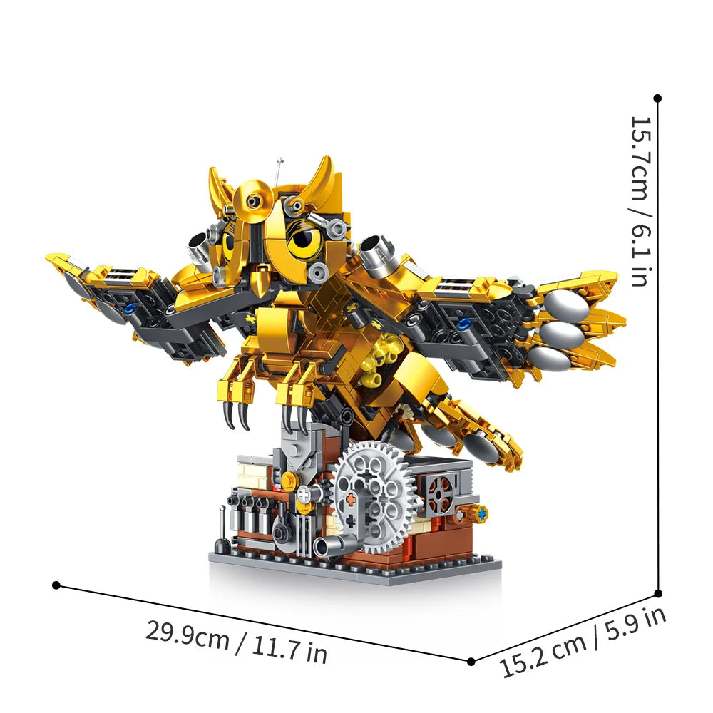 636PCS New Ideas Mechanical Owl Building Block Set Bird Animal Idea Rotatable Model Building Creativity Gifts for Kids Adults