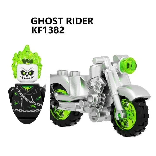 New Moc Ghost Rider With Motorcycle Building Blocks Mini Action Figure Toys