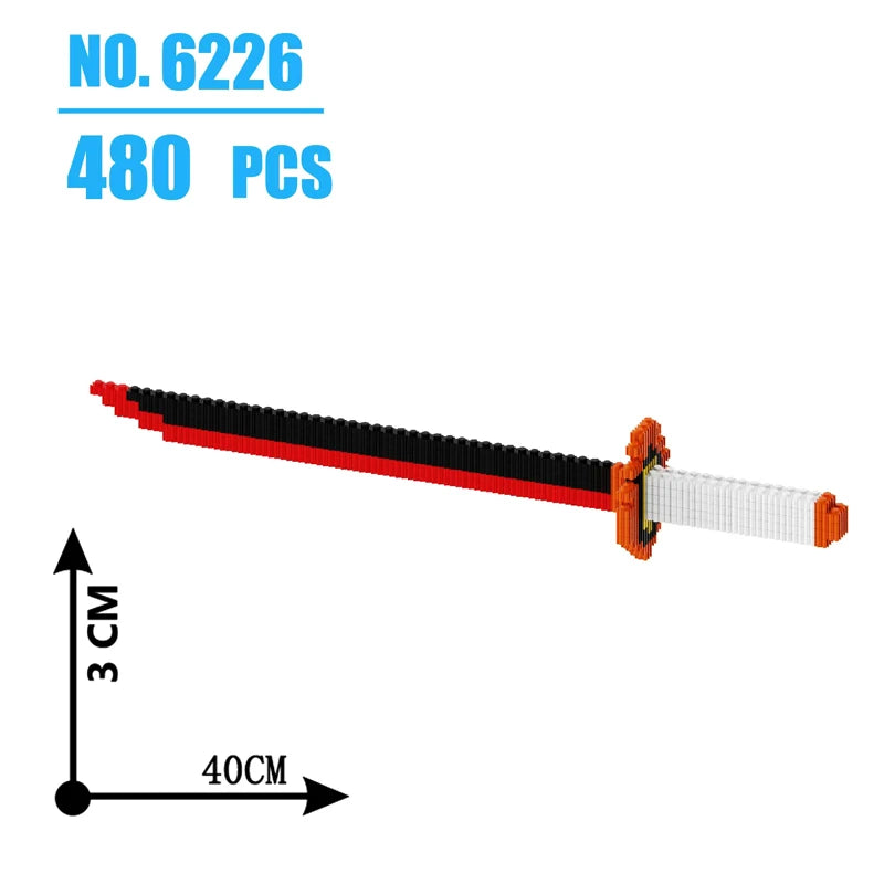 480Pcs Samurai Sword Building Blocks Ninja Blade Katana Japanese Anime Butterfly Nichirin Knife Bricks Toys For Children Adult