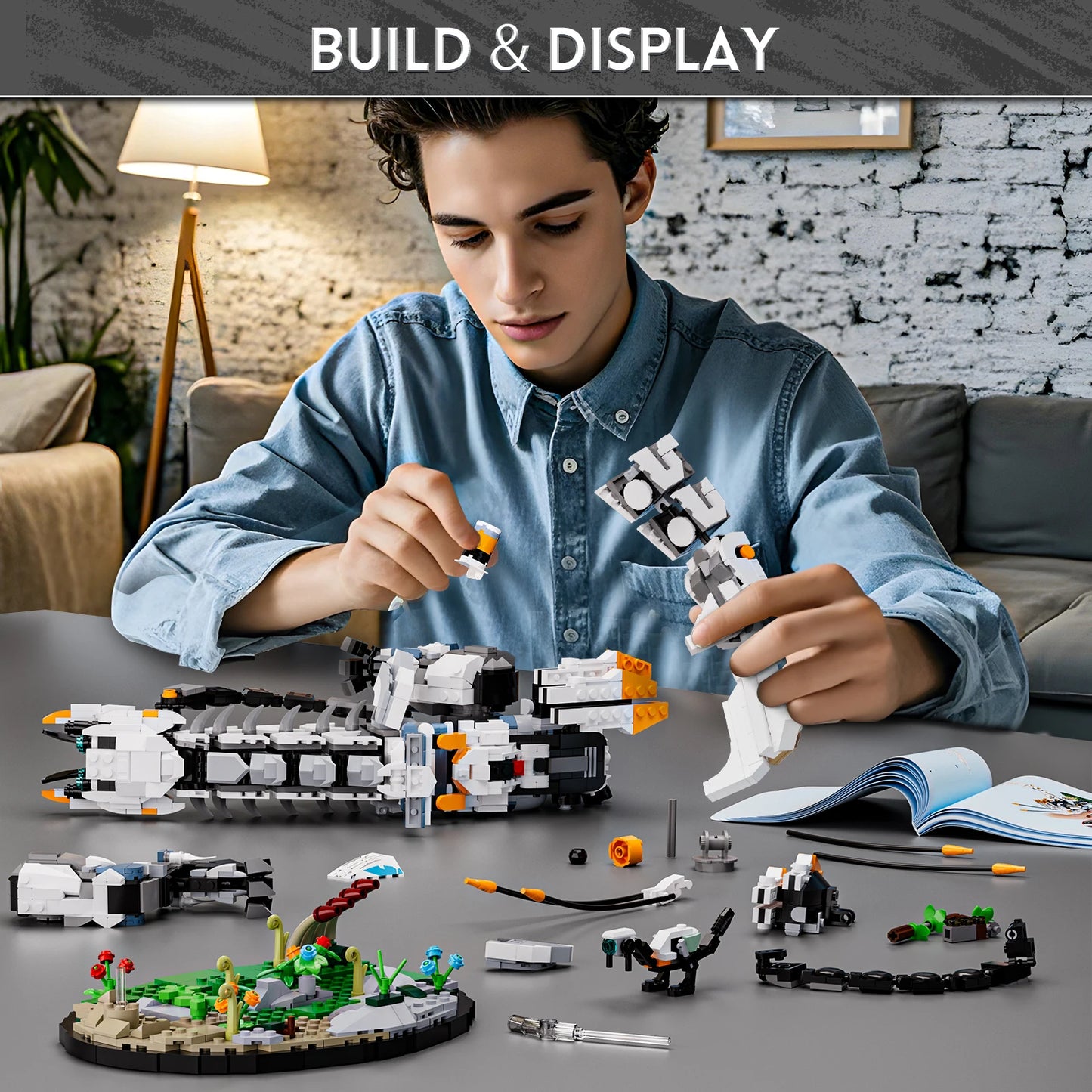 MOC Horizon Game Thunderjaw Mechanical Beast Building Blocks Model Forbidden West Game Thunder Fang Monster Bricks Toys DIY Gift