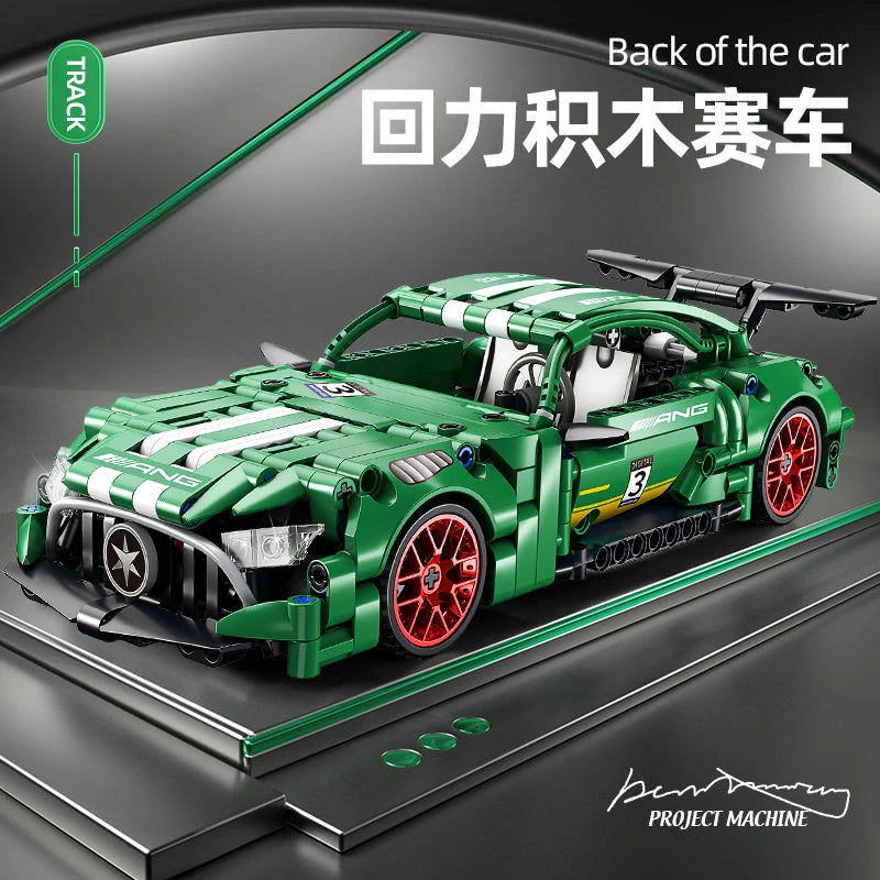 ToylinX Technical Super Racing Car 456PCS Model Building Blocks Automobile Pull Back DIY Vehicle Children Construction Toys