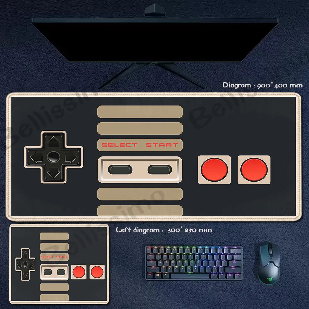 Retro Game Controller Mouse Pad Anti-Slip Rubber XL Desk Mat Office Computer Large Gaming Accessories HD Gamer Mousepad Playmat