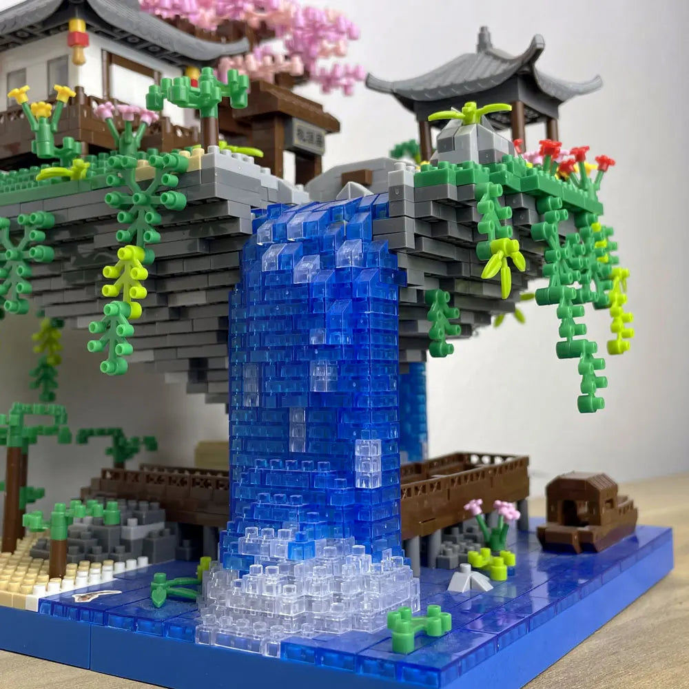 Taohuatan Lake Themed Micro Brick Building Blocks Set, Adult Creative Toys, Unique Chinese Landscape Model Bricks with LED Light