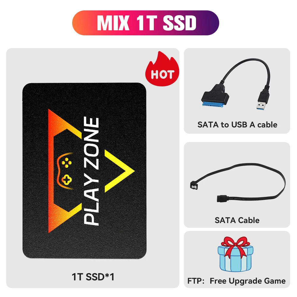 Portable Retro Gaming SSD 80+Emulators for PS5/PS4/PS3/PS2/XBOX One/SWITCH/WII/DC 16191 Games Launchbox&Retrobat&Playnite for PC